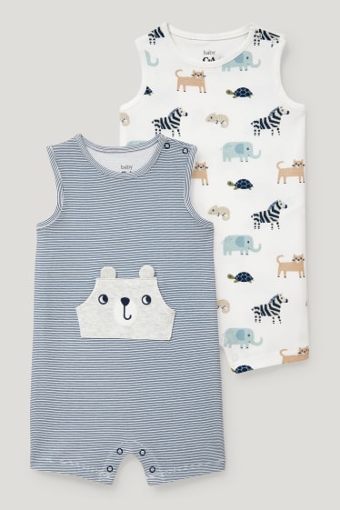 Bébé garçons - Lot de 2 - pyjamas bébé - bleu foncé / blanc