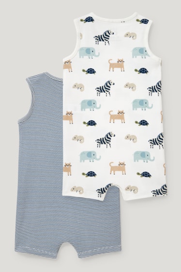 Bébé garçons - Lot de 2 - pyjamas bébé - bleu foncé / blanc