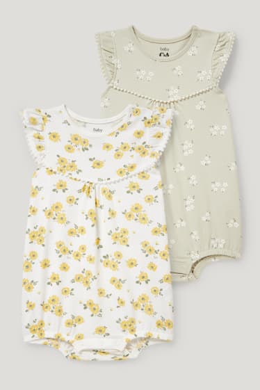 Baby Girls - Multipack 2er - Baby-Schlafanzug - geblümt - hellgrün