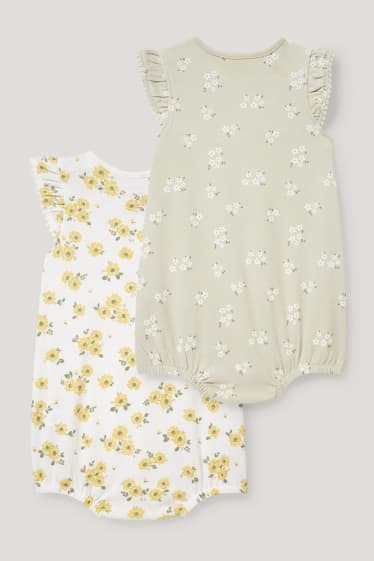 Baby Girls - Multipack 2er - Baby-Schlafanzug - geblümt - hellgrün