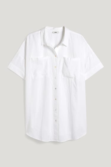 Dames - Blouse - linnenmix - wit