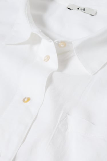 Dames - Blouse - linnenmix - wit