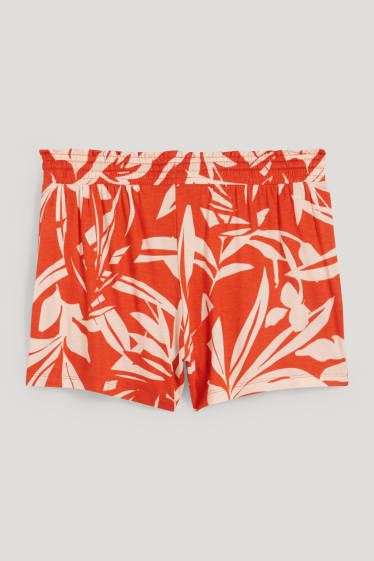 Donna - Shorts pigiama di viscosa - fantasia - arancione