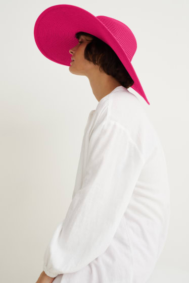 Femmes - Chapeau de paille - rose