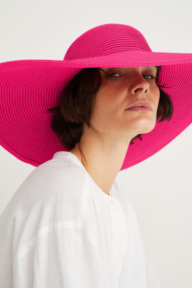 Femmes - Chapeau de paille - rose