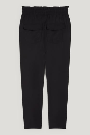 Women - Cloth trousers - mid-rise waist - relaxed fit - black