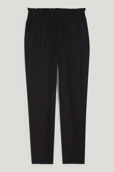 Women - Cloth trousers - mid-rise waist - relaxed fit - black