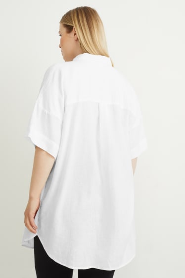 Women - Blouse - linen blend - white