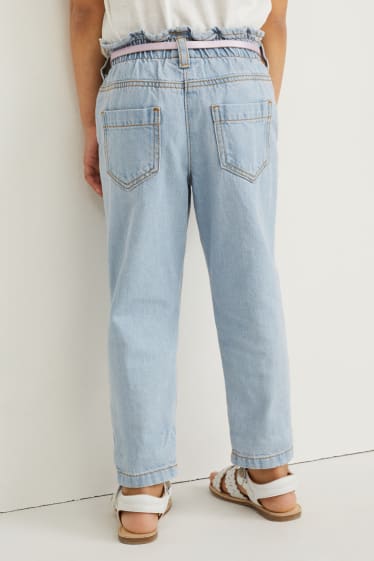 Filles - Paperbag jean avec ceinture - comfort fit - jean bleu