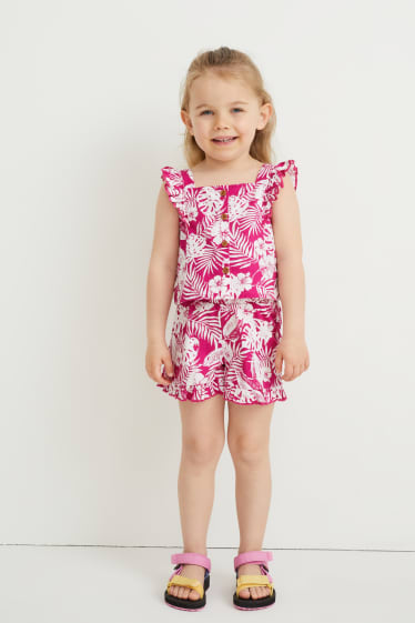 Toddler Girls - Set - top en korte broek - 2-delig - fuchsiarood
