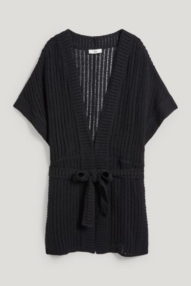 Damen - Strick-Poncho - schwarz