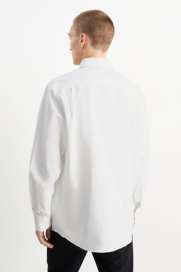 Herren - Businesshemd - Regular Fit - Cutaway - bügelleicht - weiß-melange