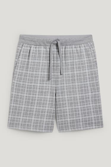 Uomo - Shorts pigiama - a quadretti - grigio