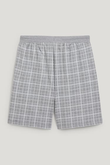 Uomo - Shorts pigiama - a quadretti - grigio