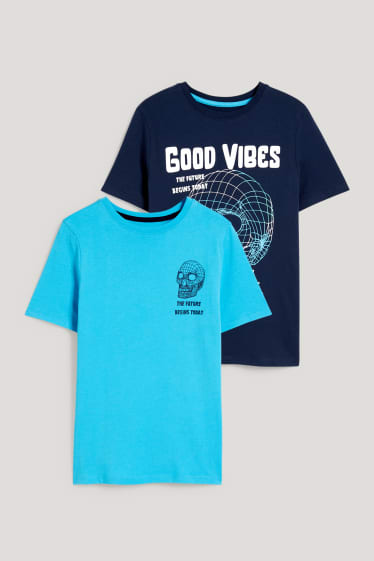 Reverskraag - Set van 2 - T-shirt - donkerblauw
