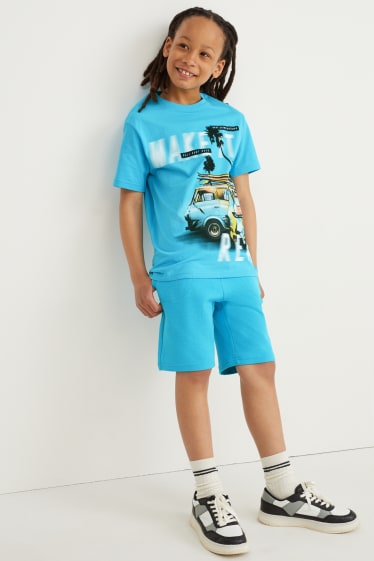 Reverskraag - Bermuda van sweatstof - turquoise