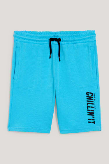 Reverskraag - Bermuda van sweatstof - turquoise