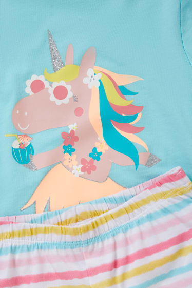 Toddler Girls - Unicorn - short pyjamas - light turquoise