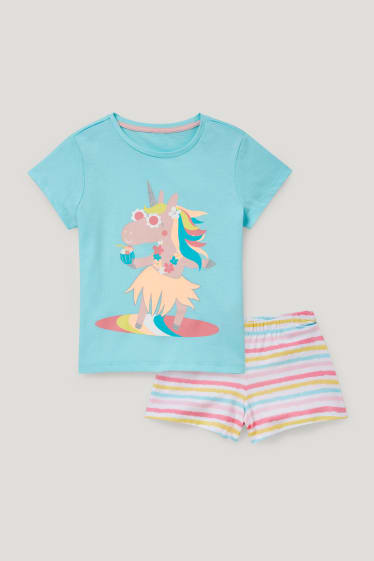 Toddler Girls - Unicorn - short pyjamas - light turquoise