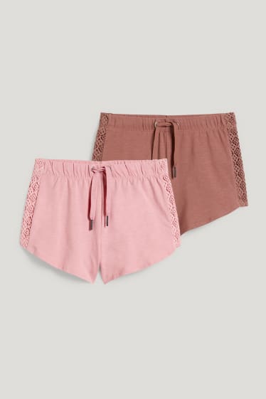 Kids Girls - Set van 2 - shorts - bruin