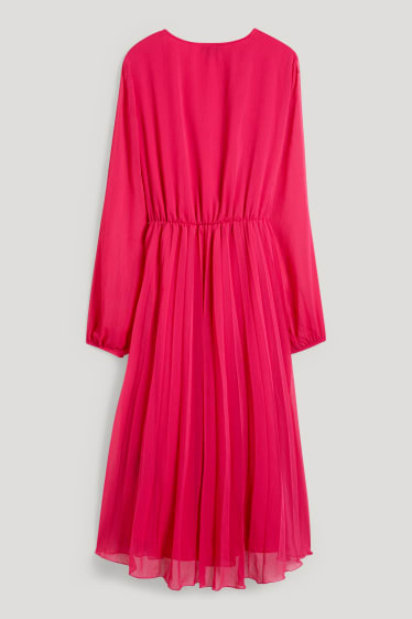 Femmes - Robe de gaze - plissée - rose