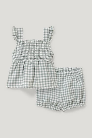 Baby Girls - Compleu bebeluși - 2 piese - în carouri - alb-crem