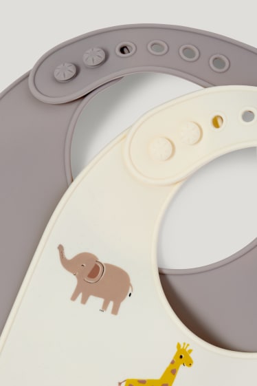 Baby Girls - Confezione da 2 - bavaglini in silicone - beige