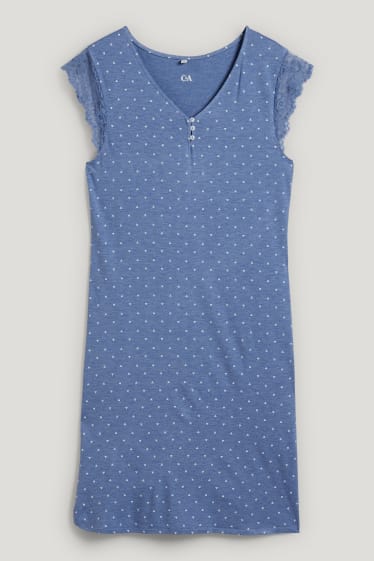 Women - Nightshirt - patterned - blue