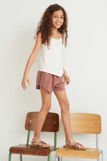 Kids Girls - Set van 2 - shorts - bruin