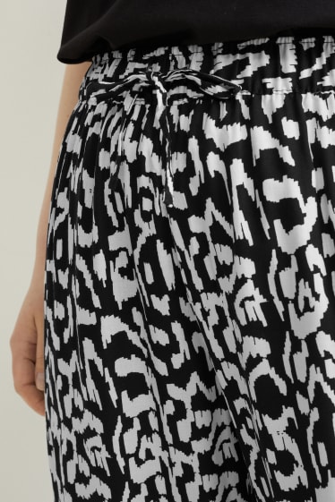 Femmes - Pantalon de toile - mid waist - comfort fit - à motif - noir / blanc