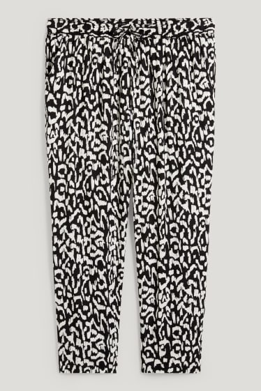 Femmes - Pantalon de toile - mid waist - comfort fit - à motif - noir / blanc