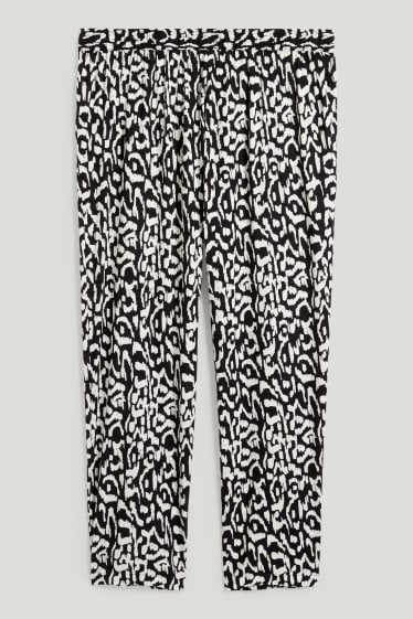 Femmes - Pantalon de toile - mid waist - comfort fit - à motif - noir / blanc