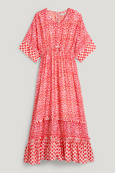 Kids Girls - Jurk - met patroon - rood / crème wit