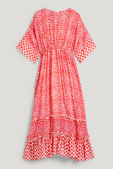 Kids Girls - Jurk - met patroon - rood / crème wit