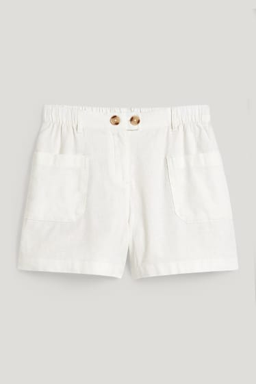 Kids Girls - Shorts - linnenmix - crème wit