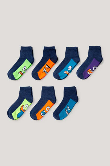 Bambini: - Confezione da 7 - mostriciattoli - calze con motivo - blu
