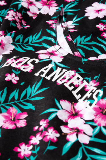 Filles - Robe - à fleurs - noir