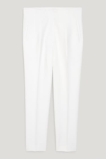 Dámské - Plátěné kalhoty - high waist - regular fit - bílá