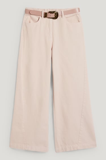 Bambine: - Jeans a gamba larga con cintura - rosa