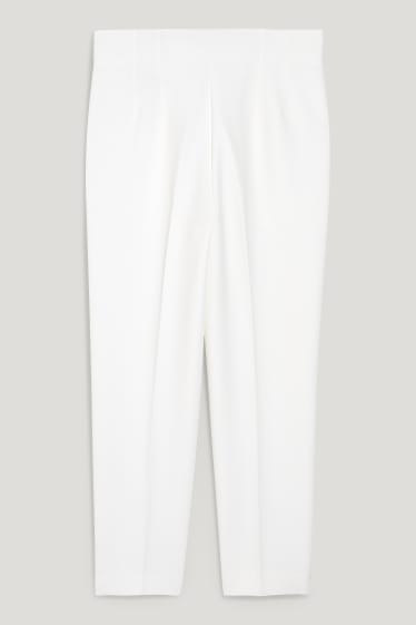 Dámské - Plátěné kalhoty - high waist - regular fit - bílá