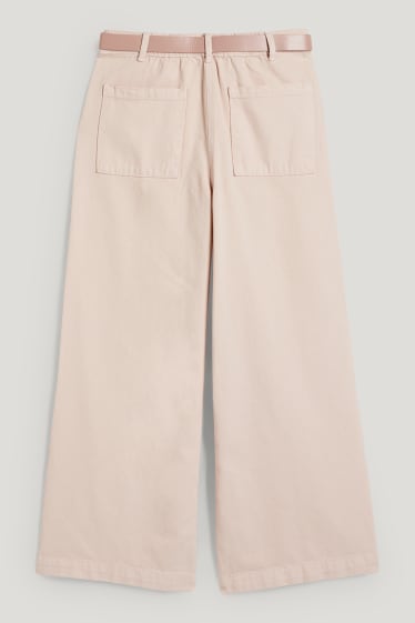Bambine: - Jeans a gamba larga con cintura - rosa