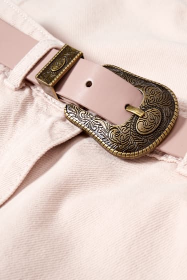 Bambine: - Jeans a gamba larga con cintura - rosa
