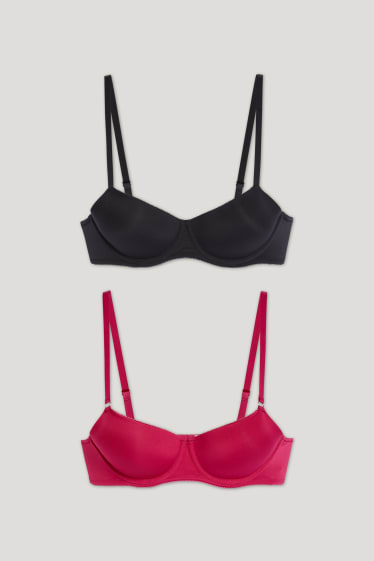 Femmes - Lot de 2 - soutiens-gorge à armature - DEMI - ampliformes - LYCRA® - rose