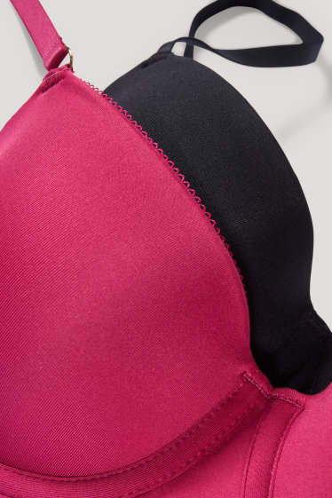 Femmes - Lot de 2 - soutiens-gorge à armature - DEMI - ampliformes - LYCRA® - rose
