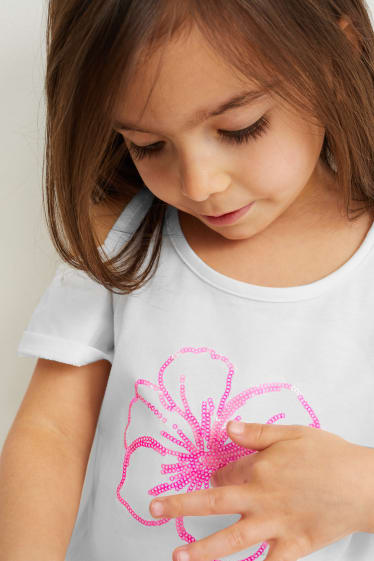 Toddler Girls - Set - T-shirt, jurk en fietsbroek - 3-delig - wit / fuchsiarood