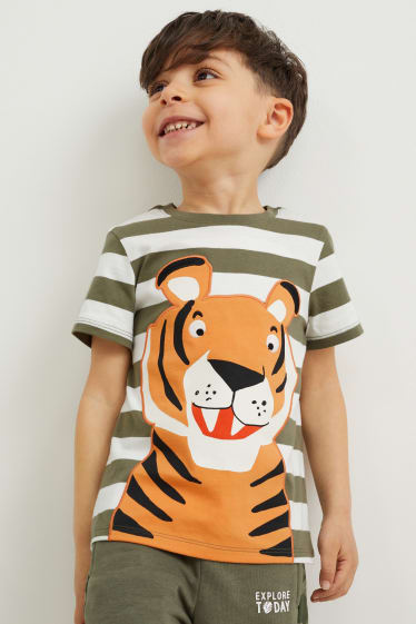 Niños - Camiseta de manga corta - de rayas - verde