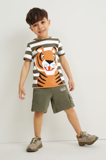 Niños - Camiseta de manga corta - de rayas - verde