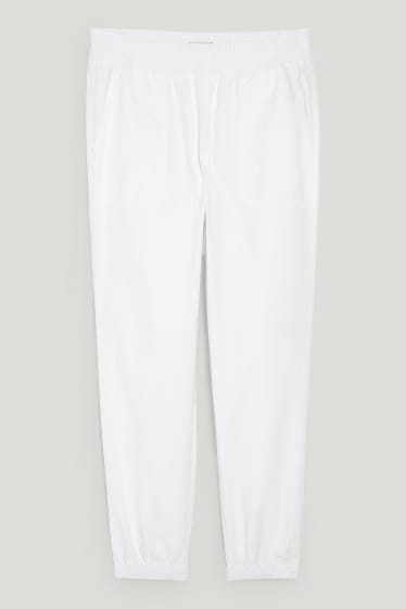 Women - Cloth trousers - mid-rise waist - tapered fit - white