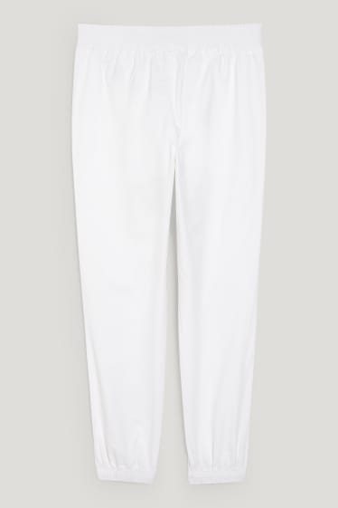 Women - Cloth trousers - mid-rise waist - tapered fit - white