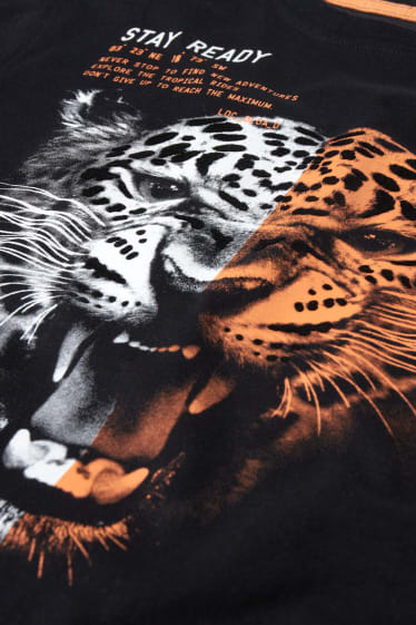 Reverskraag - T-shirt - zwart